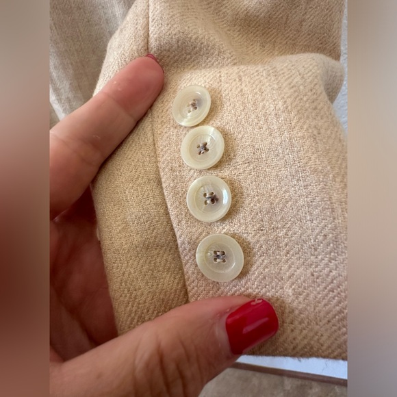 SAKS FIFTH AVENUE 100% Cashmere Beige Tan Houndstooth Blazer SZ IT 44 US 10 - Picture 8 of 14